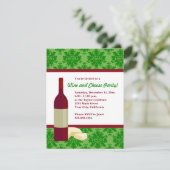 Damask Holiday Wine and Cheese Party Invitations Kaart (Staand voorkant)