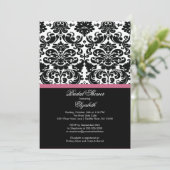 Damask Honeysuckle Pink Bridal Shower Invitation Kaart (Staand voorkant)