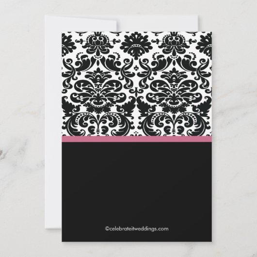Damask Honeysuckle Pink Bridal Shower Invitation Kaart (Achterkant)