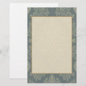 Damask in Antiek Groen Briefpapier (Voorkant / Achterkant)