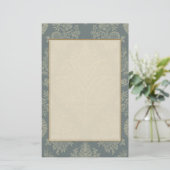 Damask in Antiek Groen Briefpapier (Staand voorkant)