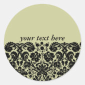 Damask in Black Ronde Sticker (Voorkant)