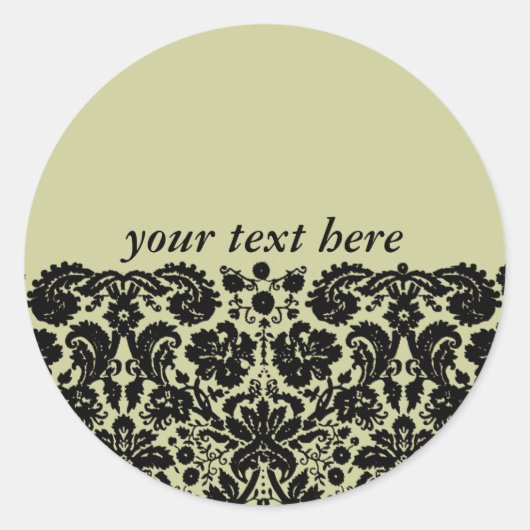 Damask in Black Ronde Sticker (Voorkant)