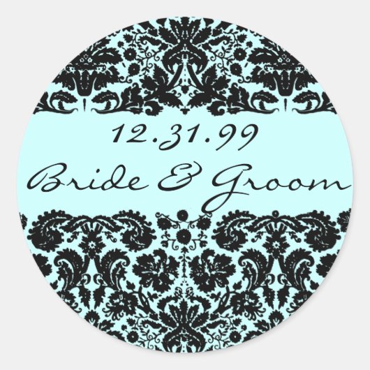 Damask in Black Ronde Sticker (Voorkant)