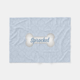 Damask in Blue met Dog Bone Fleece Deken