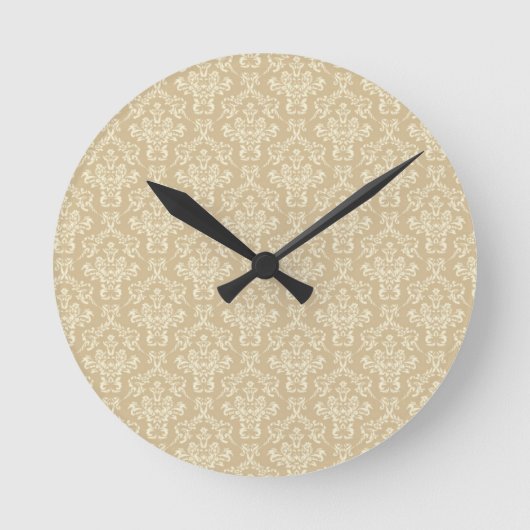 Damask in crèmekleur ronde klok (Voorkant)