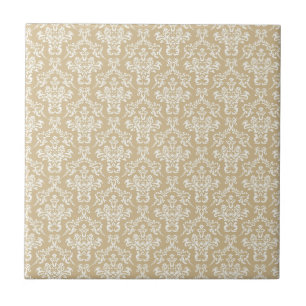Damask in crèmekleur tegeltje