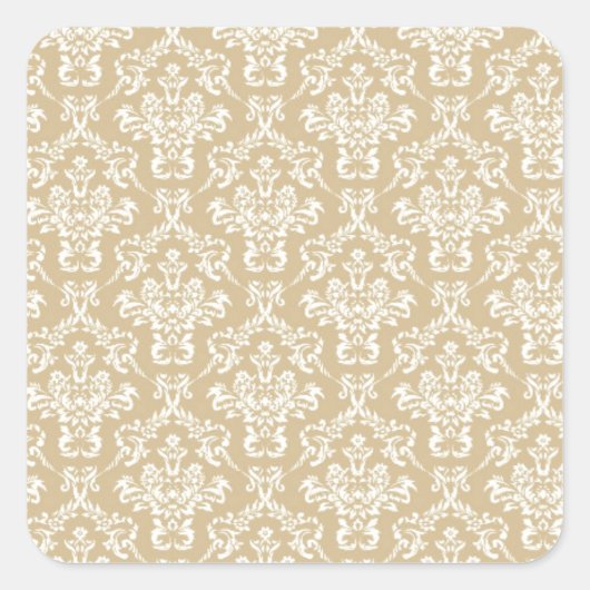 Damask in crèmekleur vierkante sticker (Voorkant)
