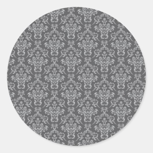 Damask in Grey Ronde Sticker (Voorkant)