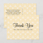 Damask in wit en crème - Tan Wedding Dank u Briefkaart (Voorkant / Achterkant)