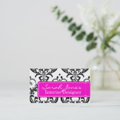 Damask Interior Design Visitekaartje Hot Pink (Staand voorkant)