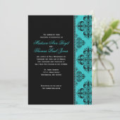Damask Invitation in Blue Kaart (Staand voorkant)