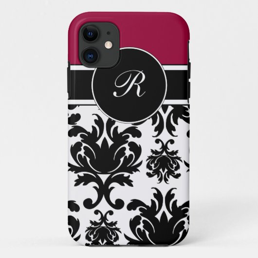 Damask iPhone Case Monogrammed (Achterkant)