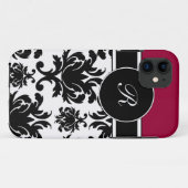 Damask iPhone Case Monogrammed (Achterkant (horizontaal))