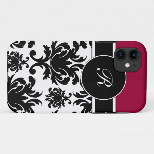 Damask iPhone Case Monogrammed (Achterkant (horizontaal))