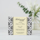 Damask Ivory Rehearsal Dinner Kaart (Staand voorkant)