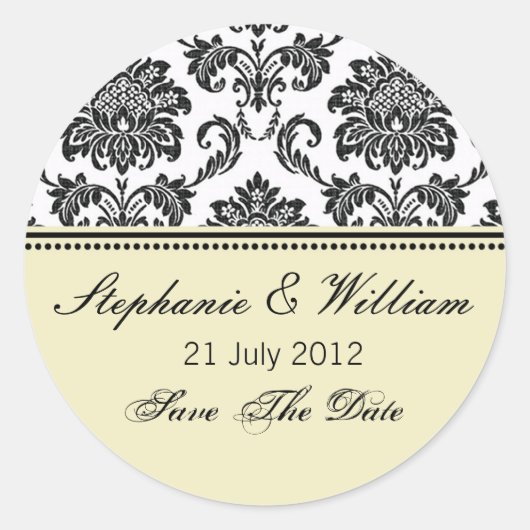Damask Ivory Wedding Sticker (Voorkant)