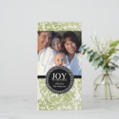 Damask "JOY TO THE WORLD" Vakantiefotokaart Feestdagenkaart (Staand voorkant)