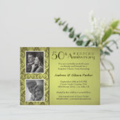 Damask Jubileum Dubbele Fotouitnodiging Kaart (Staand voorkant)