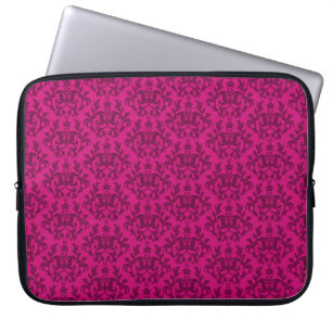 Damask "Kangaroo Paw" donkerroze laptop hoesje Sleeve