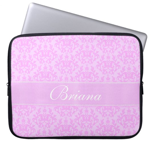 Damask Kangaroo Paw genaamd lila laptop hoesje Sleeve (Voorkant)