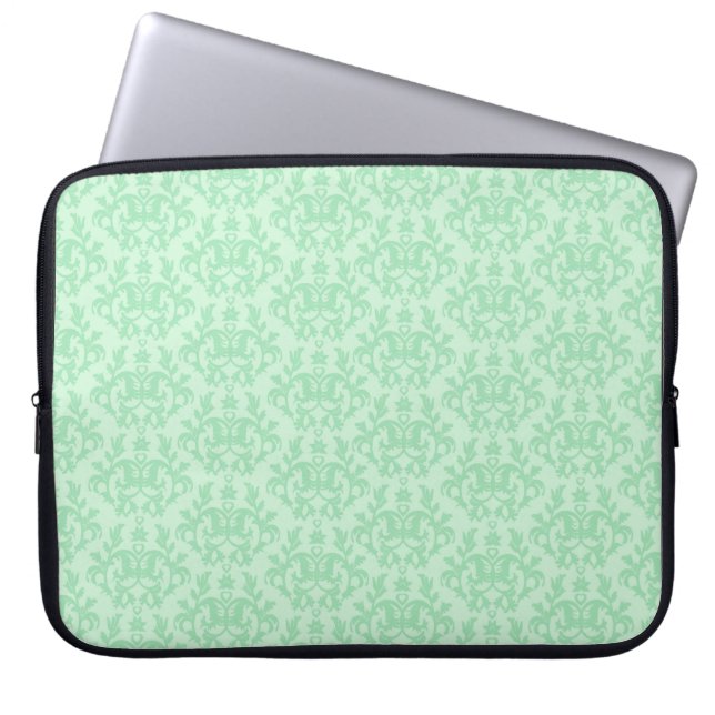 Damask "Kangaroo Paw" mint green notebook hoesje Laptop Sleeve (Voorkant)