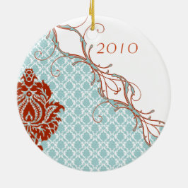 Damask-kerstfamilie Foto Ornament