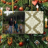 Damask-kerstfamilie Foto Ornament
