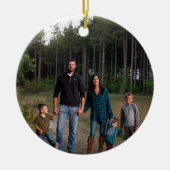 Damask-kerstfamilie Foto Ornament (Voorkant)