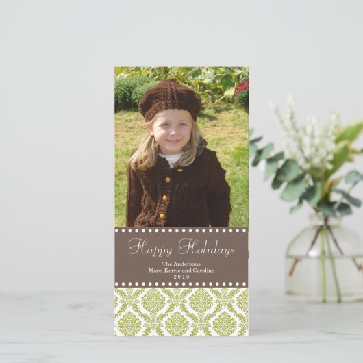 Damask Kerstkaart (Staand voorkant)