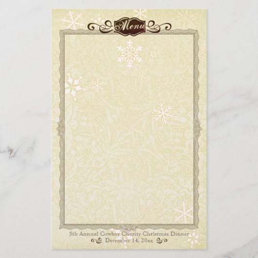 damask kerstmenu briefpapier (Voorkant)