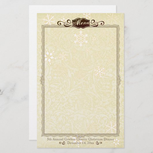 damask kerstmenu briefpapier (Voorkant / Achterkant)