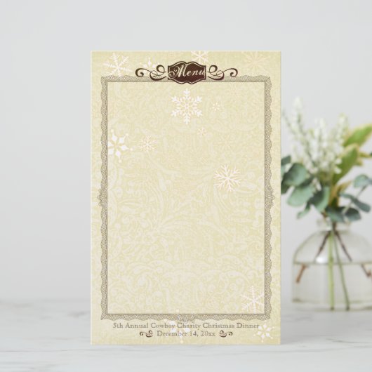  damask kerstmenu briefpapier (Staand voorkant)