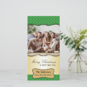  Damask Kerstmis Groet Fotokaart Feestdagenkaart (Staand voorkant)
