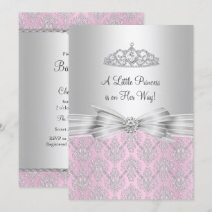 Damask Kleine Prinses Baby Shower Uitnodiging