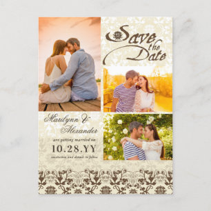  Damask-koffie foto slaat de datum op Aankondigingskaart