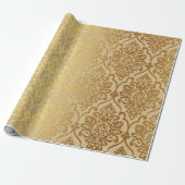Damask Kraft Gold Natural Royal Antonietta Elegan Cadeaupapier (Uitgerold)