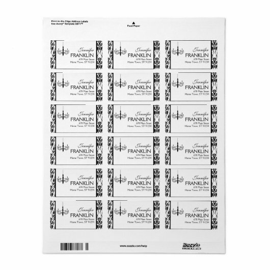 Damask Kroonluchter Adreslabel Etiket (Full Sheet)