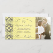 Damask Lace Butter Yellow Photo Wedding Bedankkaart (Voorkant)