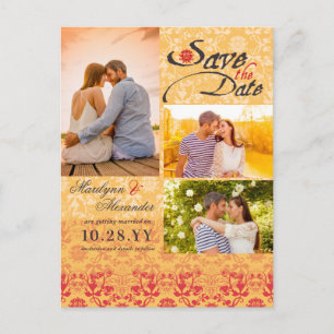 Damask Lace Chic Photo Save the Date Aankondigingskaart