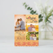 Damask Lace  Chic Photo Save the Date Aankondigingskaart (Staand voorkant)