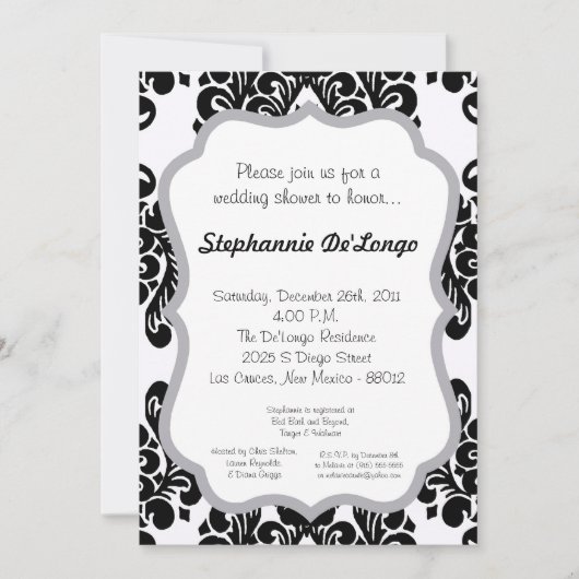 Damask Lace Fancy Elegant Baby Shower Invitations Kaart (Voorkant)