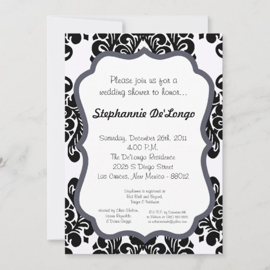 Damask Lace Fancy Elegant Baby Shower Invitations Kaart (Voorkant)