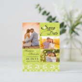 Damask Lace Green Photo Save the Date Aankondigingskaart (Staand voorkant)