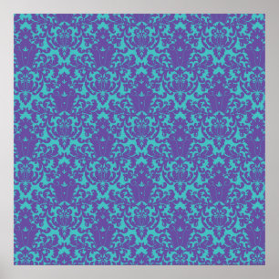 Damask Lace Paars Blauwgroen Poster