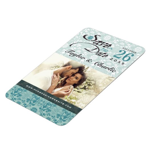 Damask  Lace sparen de Datum Magnet van de Foto Magneet (Linkerzijde)