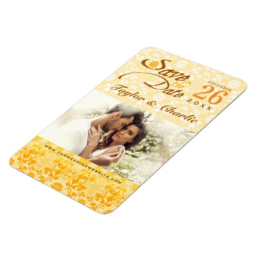 Damask  Lace sparen de Datum Magnet van de Foto Magneet (Linkerzijde)