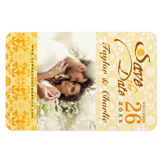 Damask  Lace sparen de Datum Magnet van de Foto Magneet (Horizontaal)