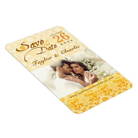 Damask  Lace sparen de Datum Magnet van de Foto Magneet (Rechterzijde)