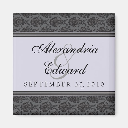 Damask Lavendel Bruiloft Favor Magnet (Voorkant)